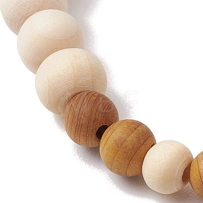 Wood Beads Stretch Couples Bracelets BJEW-JB11289-02-1