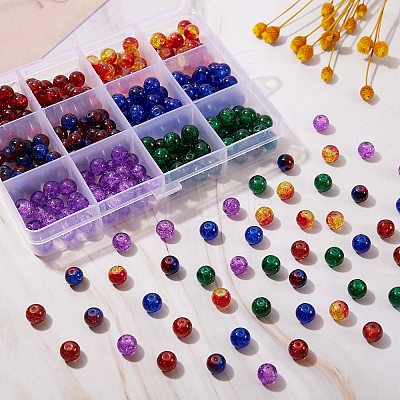 300Pcs 6 Colors Spray Painted Crackle Glass Beads CCG-SZ0001-11E-1