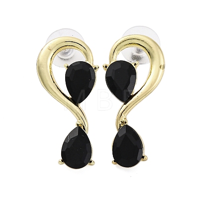 Alloy Rhinestones Stud Earrings EJEW-M075-04G-03-1