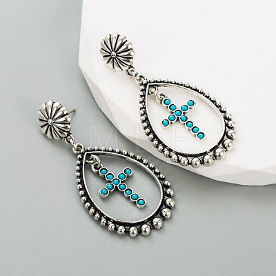 Synthetic Turquoise Stud Earring PW-WG976EB-01-1