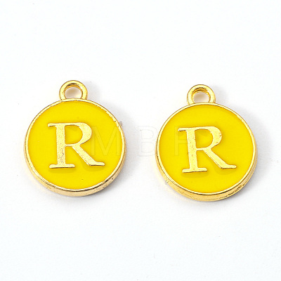 Golden Plated Alloy Enamel Charms X-ENAM-S118-09R-1