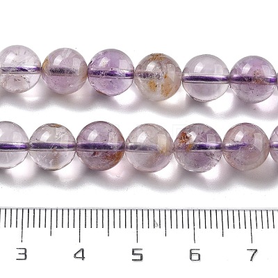 Natural Round Purple Lodolite Quartz/Purple Phantom Quartz Beads Strands G-R011-A01-02-1