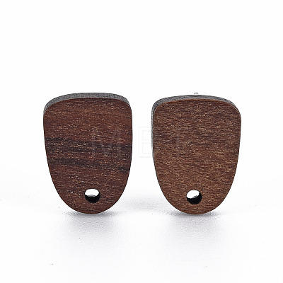 Walnut Wood Stud Earring Findings X-WOOD-S054-46-1