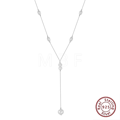 925 Sterling Silver & Rice Natural Freshwater Pearl Pendant Y Necklaces for Women SE-CBA9BBC-16P-1