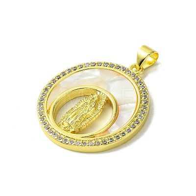 Real 18K Gold Plated Brass Micro Pave Cubic Zirconia Pendants KK-H472-14G-04-1