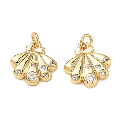 High Polished Ocean Brass Micro Pave Clear Cubic Zirconia Pendants CU-CBAF3CF-02K-01-1