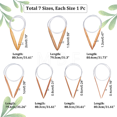 7Pcs 7 Style Bamboo Circular Knitting Needles DIY-CA0005-02-1