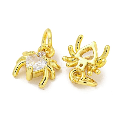 Rack Plating Brass Micro Pave Cubic Zirconia Spider Charms ZIRC-I065-02H-1