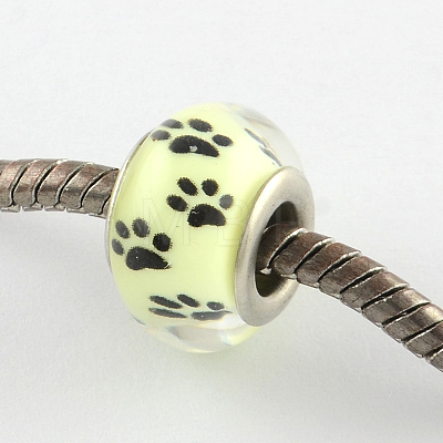 Large Hole Dog Paw Prints Pattern Resin European Beads OPDL-Q129-230A-1