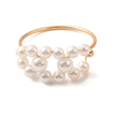 Round Shell Pearl Finger Rings RJEW-TA00153-1