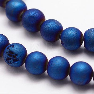 Electroplated Natural Agate Bead Strands G-K168-6mm-L2-03-1