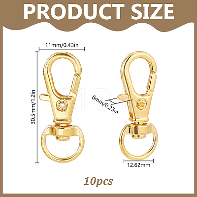 10Pcs Alloy Swivel Lobster Claw Clasps FIND-HY0005-47G-1