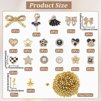 Plastic & ABS Plastic Imitation Pearl & Alloy Cabochons &  Alloy Pendants & Acrylic Beads Findings Kits DIY-SC0033-94-1