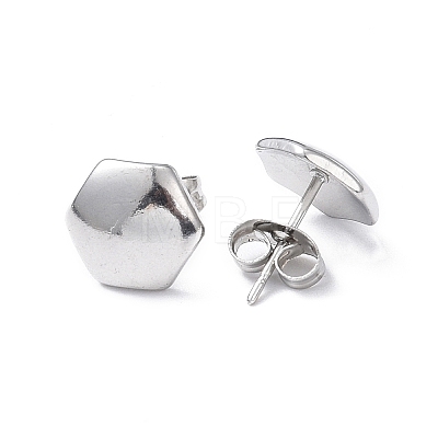 Non-Tarnish 304 Stainless Steel Hexagon Stud Earrings for Women EJEW-I285-04B-P-1