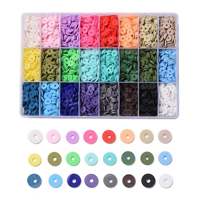 240G 24 Colors Handmade Polymer Clay Beads CLAY-JP0001-07-8mm-1