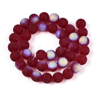 Frosted Transparent Glass Beads Strands GLAA-T032-T10mm-MBB20-1