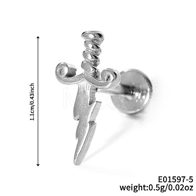 Stylish and Elegant Stainless Steel Sword Stud Earrings GB8029-5-1