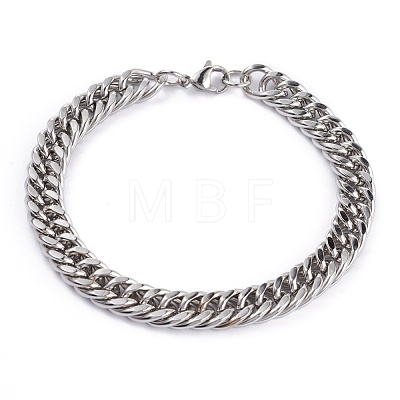 Tarnish Resistant 304 Stainless Steel Cuban Link Chain Bracelets STAS-A028-B064P-B-1