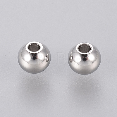 Tarnish Resistant 304 Stainless Steel Smooth Round Spacer Beads X-STAS-M006-01B-1