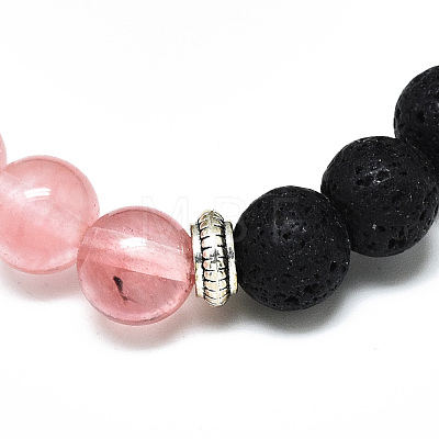 Cherry Quartz Glass Beads Stretch Bracelets BJEW-R309-02-A15-1