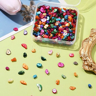 1 Strand Natural Chip Dyed Shell Beads Strands G-FS0005-77-1
