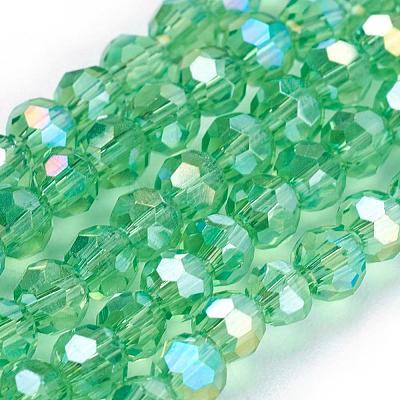 Faceted(32 Facets) Round Electroplate AB Color Plated Glass Beads Strands X-EGLA-D021-33-1