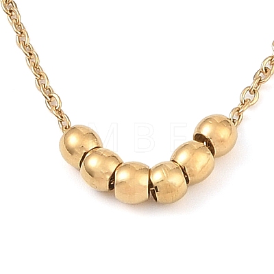 304 Stainless Steel Cable Chain Round Beads Pendant Necklaces for Women NJEW-Z047-02G-1