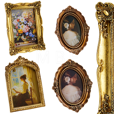 4Pcs 4 Styles Vintage Resin Photo Frame Stands AJEW-GA0010-60-1