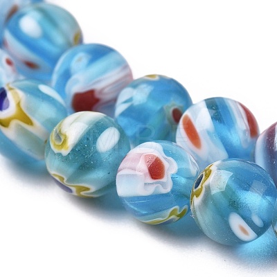 Round Millefiori Glass Beads Strands LK-P001-13-1