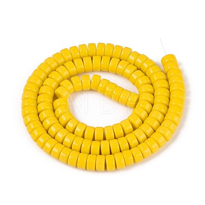 Opaque Solid Color Glass Beads Strands GLAA-N026-3x6mm-13-1