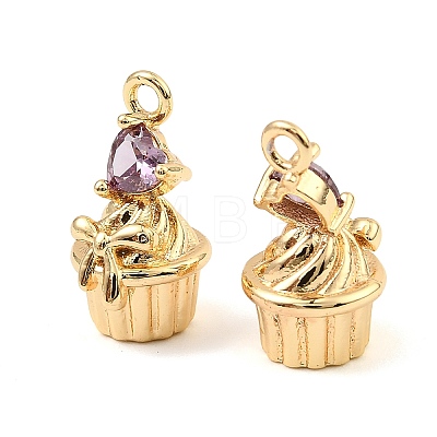 Brass Micro Pave Cubic Zirconia Pendants KK-C155-16G-03-1
