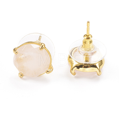 Natural Rose Quartz Stud Earrings EJEW-L196-05F-1