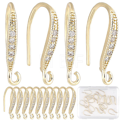 22Pcs Brass Micro Pave Clear Cubic Zirconia Earring Hooks KK-CN0002-34-1