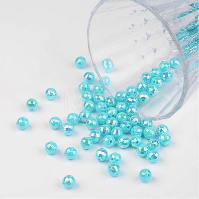 Faceted Colorful Eco-Friendly Poly Styrene Acrylic Round Beads SACR-K001-6mm-62-1