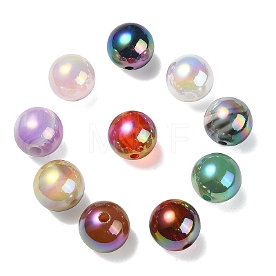 UV Plating Rainbow Iridescent Acrylic Beads PACR-E001-03-1
