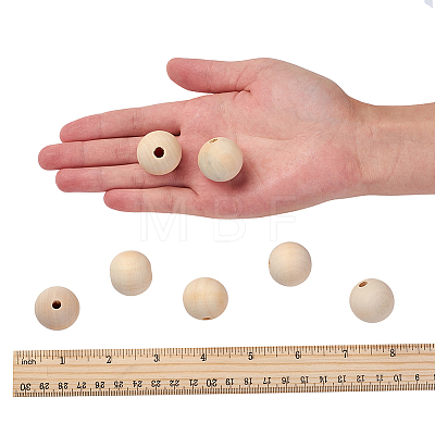 Natural Unfinished Wood Beads WOOD-S651-25mm-LF-1