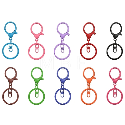 10Pcs 10 Colors Baking Painted Zinc Alloy Keychain Clasps FIND-YW0004-55-1