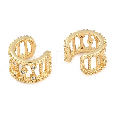 Brass Micro Pave Clear Cubic Zirconia Cuff Earring for Women EJEW-S225-19G-01-1