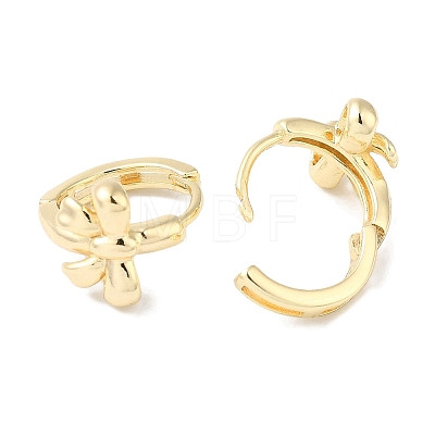 Bowknot Brass Hoop Earrings for Women EJEW-U008-14G-1