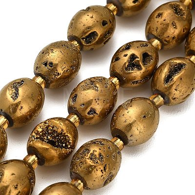 Electroplated Natural Druzy Geode Crystal Beads Strands G-F833-O01-01-1