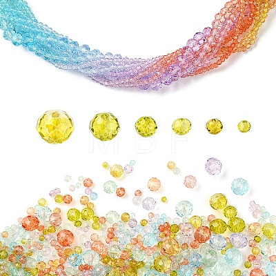 6 Styles Gradient Color Transparent Painted Glass Beads Strands DGLA-YW0001-28L-1