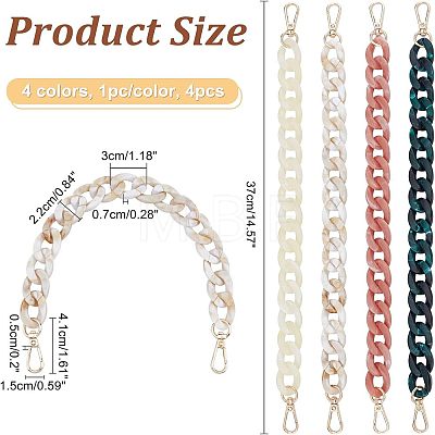 4Pcs 4 Colors Plastic Curb Chain Bag Handles FIND-FH0004-98-1