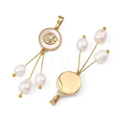 Natural Cultured Freshwater Pearl Rice Tassel Pendants PALLOY-JF05743-1