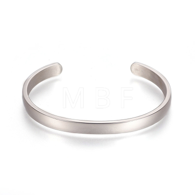 304 Stainless Steel Cuff Bangles STAS-I110-10-4mm-1