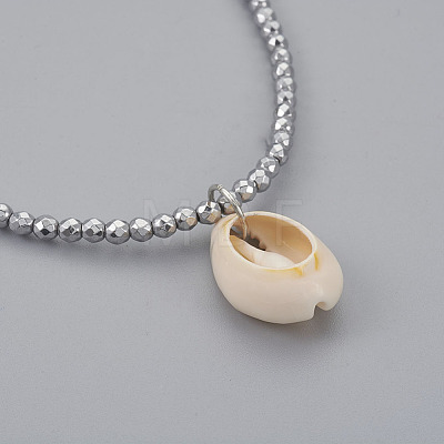 (Jewelry Parties Factory Sale)Cowrie Shell Pendant Necklaces NJEW-JN02292-1