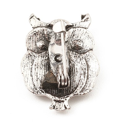Rhinestone Owl Brooch Pin JEWB-Q030-01AS-1