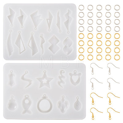 2Pcs 2 Style Fish & Star & Teardrop Silicone Pendant Molds DIY-TA0005-70-1