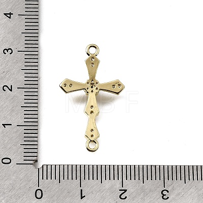 Religion Brass Micro Pave Clear Cubic Zirconia Connector Charms KK-G602-07G-09-1