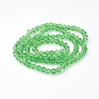 Lime Green Glass Bicone Beads Strands X-GLAA-S026-01-1