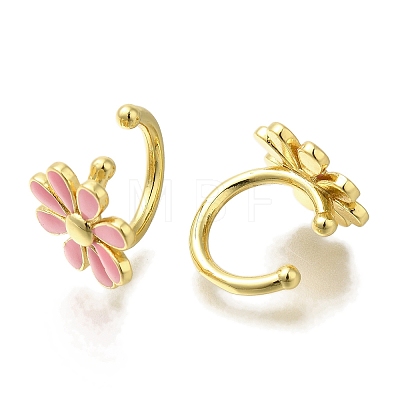 Rack Plating Flower Brass Cuff Earrings EJEW-H016-33G-02-1